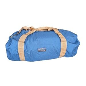 Vintage Sport Graphics Duffle Bag — Navy Blue Canvas, USA Made, 80s/90s Retro